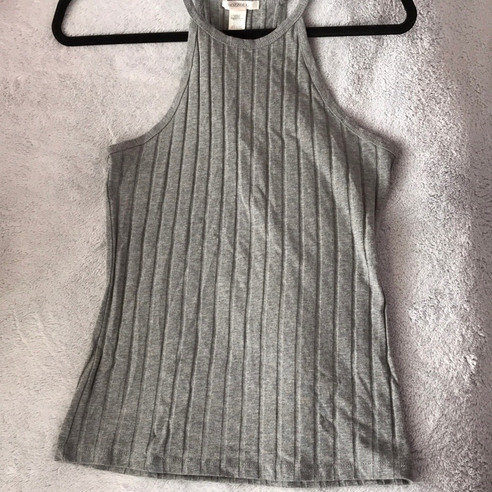 High neck ribbed tank